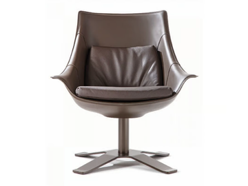 LULLABY - With 4-spoke base tanned leather easy chair with armrests by ENRICO PELLIZZONI - view 2